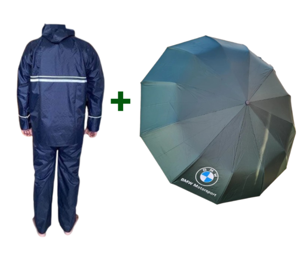 🧥☔️ BMW রেইনকোট এবং ছাতা কম্বো প্যাকেজ