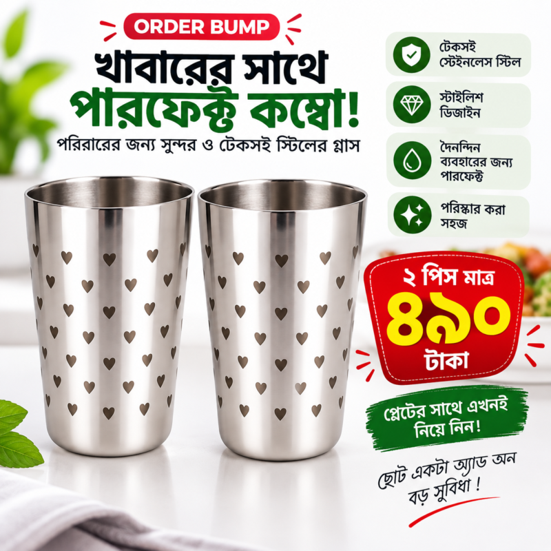 2 Pcs Premium Stainless Steel Glass